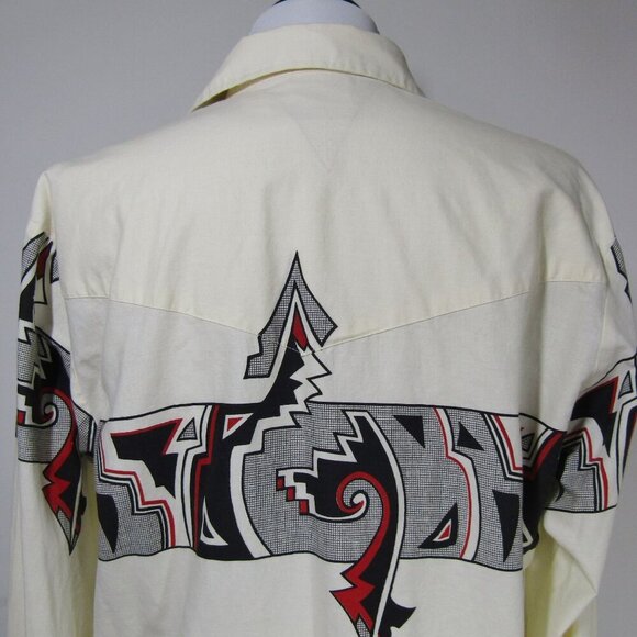 VTG ROPER Southwestern Aztec Cowboy Rodeo Western Pearl Snap Shirt USA M - Picture 6 of 11